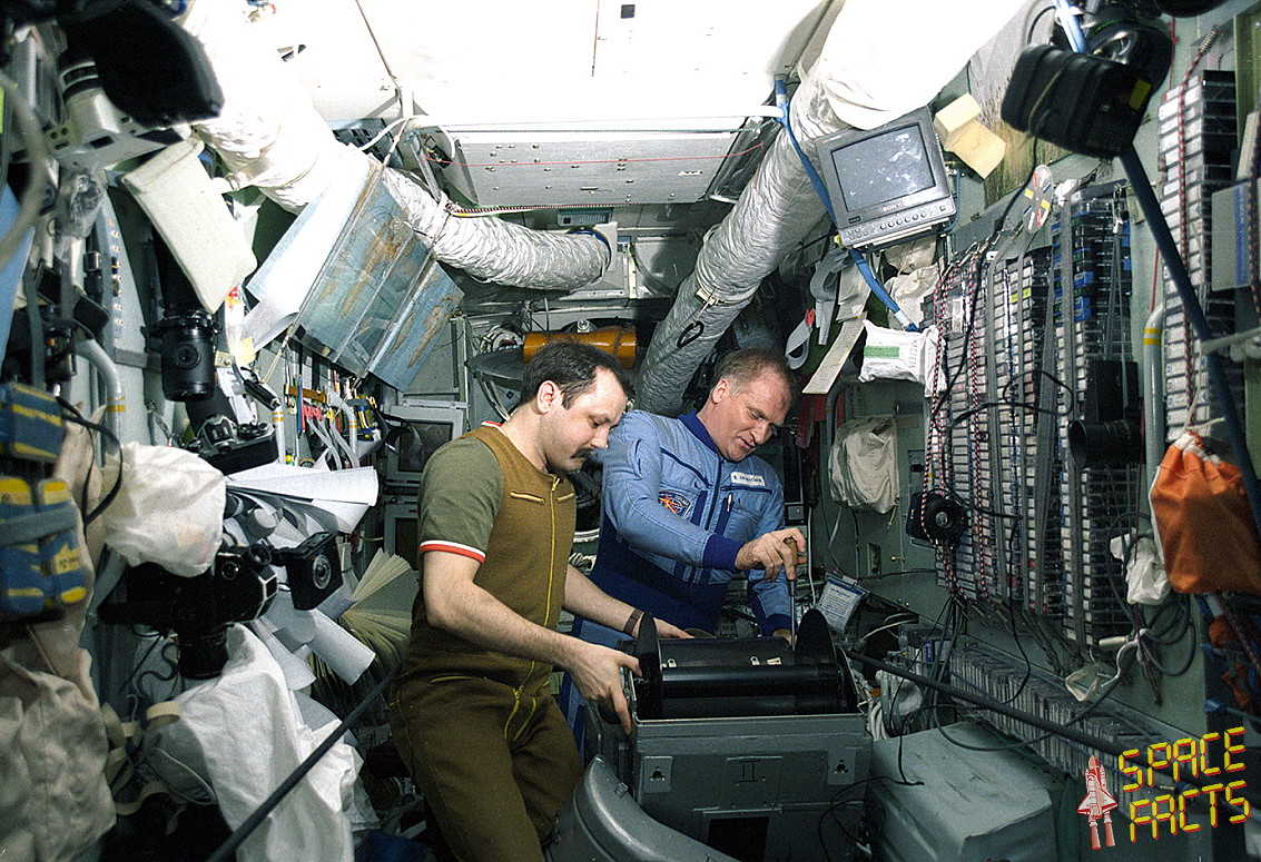 Viktor Afanasiyev and Yuri Usachyov repair something