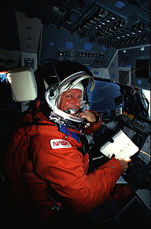 Shriver onboard Space Shuttle