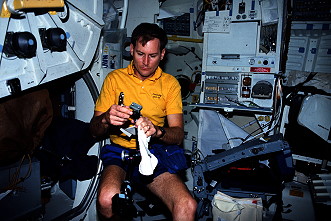 Reightler onboard Space Shuttle