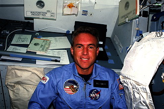 Fisher onboard Space Shuttle