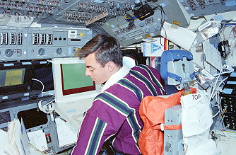 Allen onboard Space Shuttle