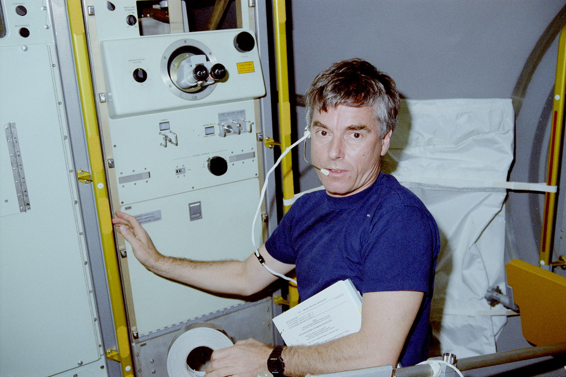 Merbold onboard Space Shuttle