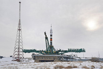 Soyuz MS-23 on the launch pad