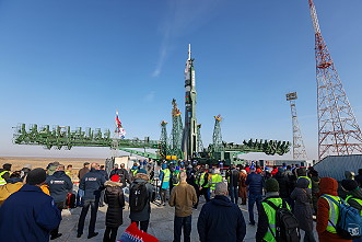 Soyuz MS-25 on the launch pad
